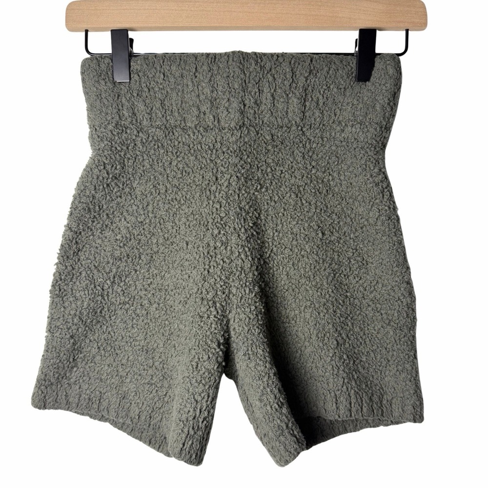 Skims Cozy Knit Fuzzy Green Lounge Shorts Women's Size XXS/XS